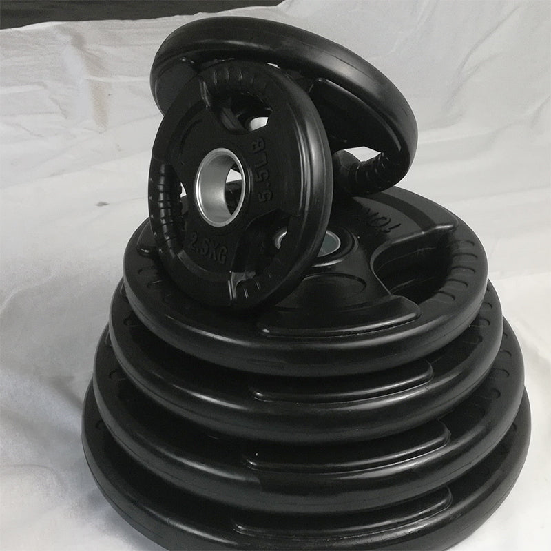 Free Weight Rubber Coated Tri-Grip Weight Plate