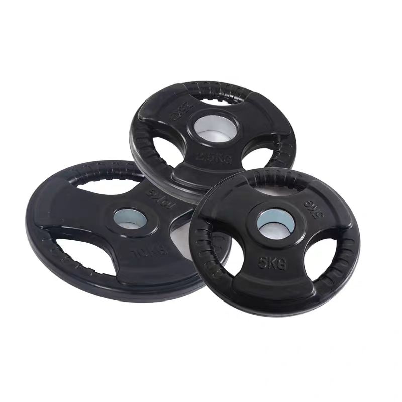 Free Weight Rubber Coated Tri-Grip Weight Plate